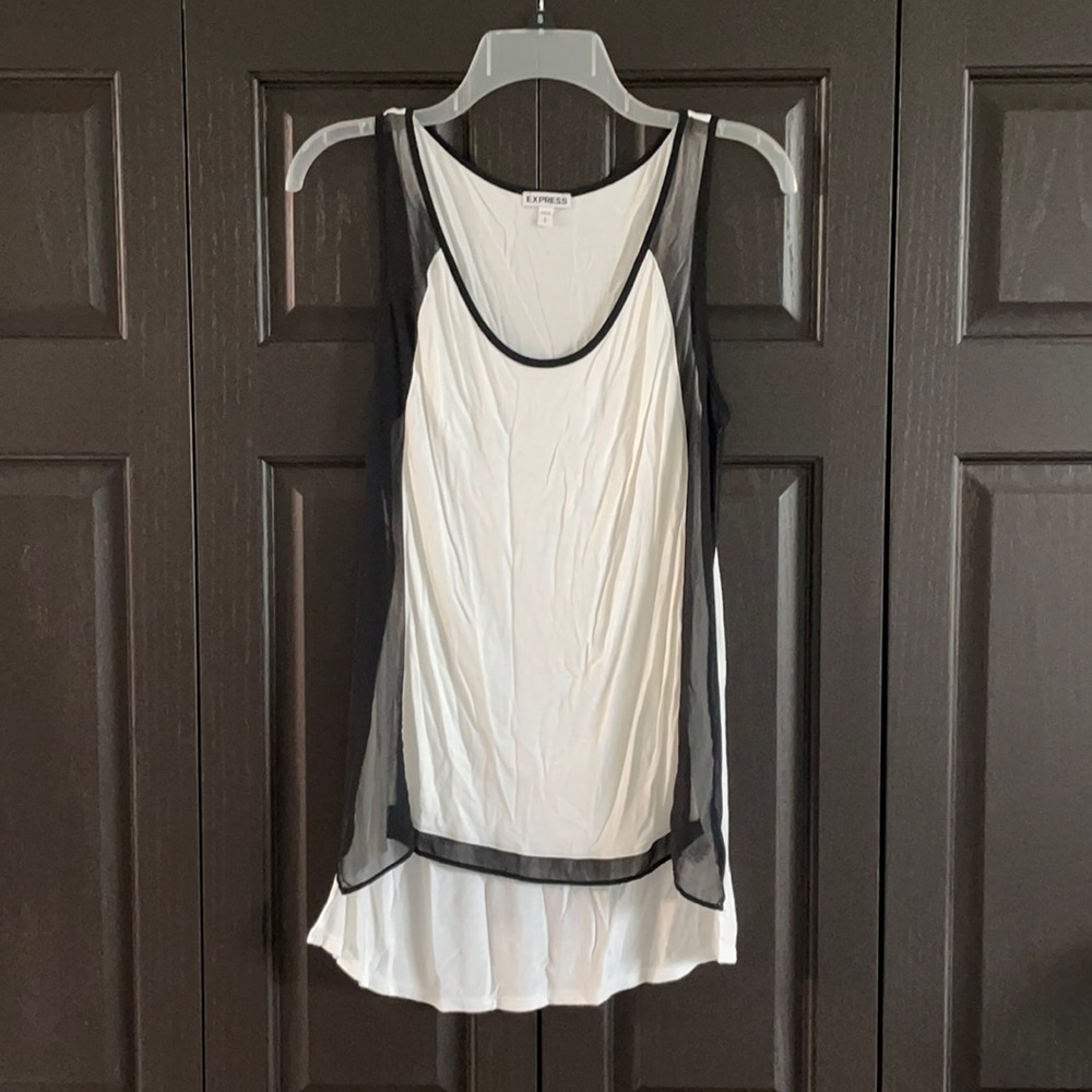 White and black blouse tank top